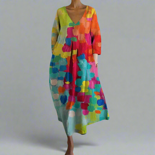 Cheryl™ | Colorful Dress with V-neck